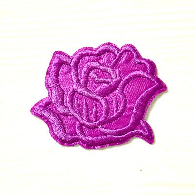 China 3D embroidery rose patch iron-on embroidery patterns for sale