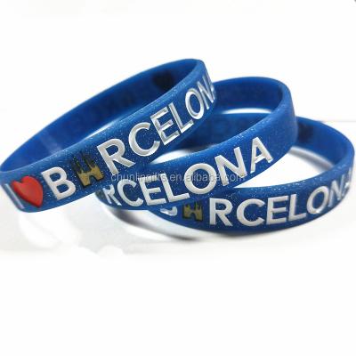 China I Love Barcelona Embossed Print Silicone Wristbands for sale