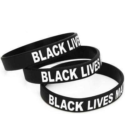 China Eco Friendly Black Living Matters Silicone Wristbands / Silicone Wristbands for sale