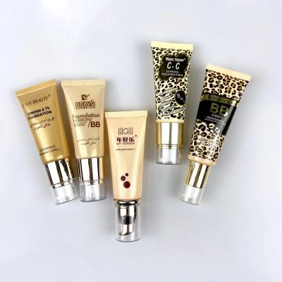 China Luxury Skin Care Personal Packaging 50ml 60ml BB Cream Base Cream Concealer Pencil With Gold Airless Pump For Cosmetic Makeup PE Packaging Tube for sale