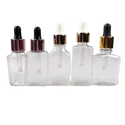 China Personal Care Set 20ml 30ml 35ml Colored Cosmetic Skin Care PET Bottle Essence Oil Dropper Bottle Aluminum Serum Bottle for sale