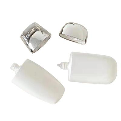 China Cute HDPE Color Sunscreen Plastic White Electroplating Silver Packaging BB Cream Squeeze Bottle 50ml Sunscreen Cream Bottle for sale