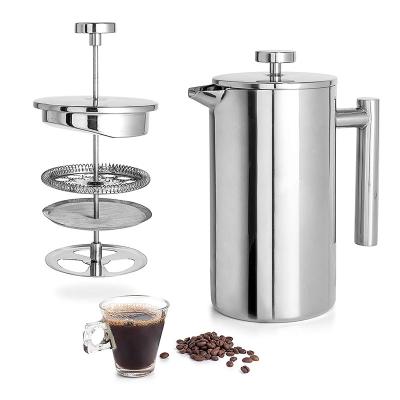 China Sustainable Double 350ml Portable Stainless Wall Cafetiere French Press Design Coffee Maker for sale