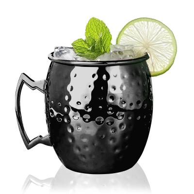 China Sustainable Black Stainless Steel Moscow Mule Copper Cup 500ml Black Engraved Drink Mug for sale