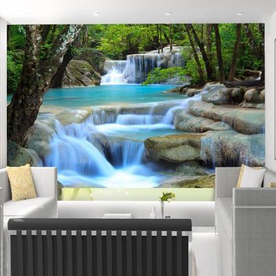 China Modern Customized Home Decor 3D Waterfall Landscape Wallpaper Living Room Wall Mural Bedroom Background Wall Paper for sale