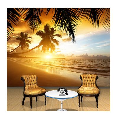 China KOMNNI Southeast Asia style beautiful sunset beach nature modern landscape wall wallpaper cafe dining room theme hotel murals for sale