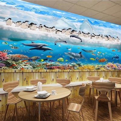 China KOMNNI Modern Custom 3D Wallpaper for Kids Bedroom Iceberg Penguin and Dolphin Wallpaper for Kids Room Home Improvement for sale