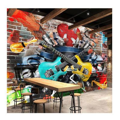 China KOMNNI mural 3D graffiti brick wall wallpaper custom modern cafe stereo wall restaurant bar KTV for sale