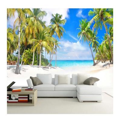 China KOMNNI Modern Custom Mural Wallpaper Coconut Tree Seascape Landscape Wall Painting Background Mural for Living Room Bedroom for sale