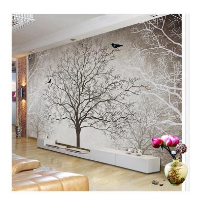 China KOMNNI mural wallpaper retro tree branches bird large 3d photo murals wallpaper living room custom decor modern abstract background for sale