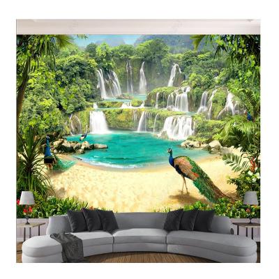 China KOMNNI 3d modern wallpaper for home decor custom photo wallpaper sticker waterfall walls modern lake landscape for bedroom for sale