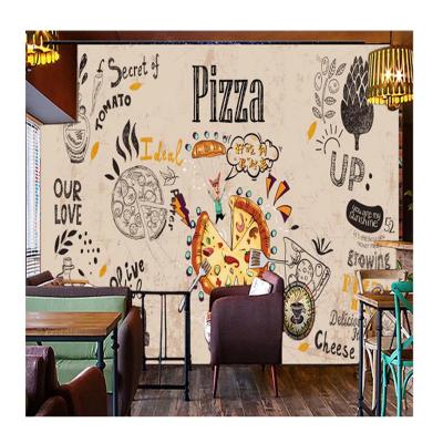 China KOMNNI fast food restaurant pizza peel and stick wall mural 3D wall mural modern custom mural wallpaper burgers snack bar western for sale