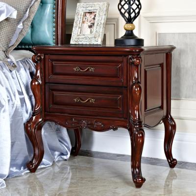 China With Drawer C366 Classic Design Hot Selling Wooden Bedside Cabinet With 2 Drawers European Simple Antique Bedside Table for sale