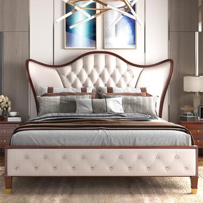 China Retro 1.5 meters solid wood single bed European style antique American style bedroom 1.8 meters wedding double bed bed B499 for sale