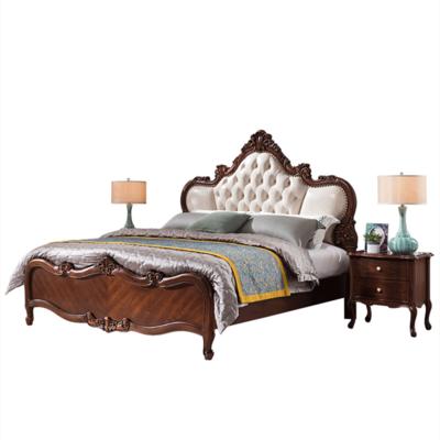 China Comfortable American style bed frame luxury wooden bed carved wooden bed for bedroom B268H for sale