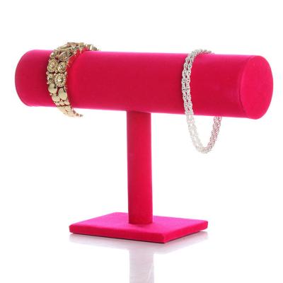 China Wholesale Velvet Jewelry Display Rack Row Rose Velvet Headband Holder Bracelets Storage Jewelry Display Rack for sale