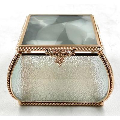 China Wholesale Classic Elegant Luxury Vintage Metal Caeve Brass Jewelry Box With Glass Curiosity Cabinet Display Jewelry Box for sale