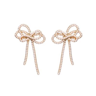 China New Latest Popular Simple Bow-knot Environmental Friendly Diamond Butterfly Fashion Earring for sale