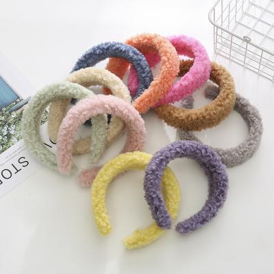 China Wide Headband Autumn Winter Fur Headband popular candy color INS band hair lamb winter edge for sale