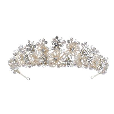 China Extraordinarily Fashionable Wedding With Crystal Handmade Pearl Beauty Crown Bridal Party Crown Headband Accessories for sale