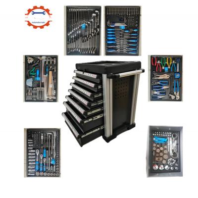 China Silver 7 Drawer Tool Trolley and 5 Layer with 323 Pcs CRV Durable Tool Sets Steel Garage Storage Roller Cabinet for sale