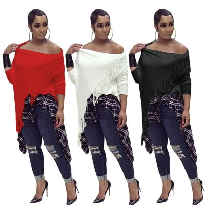 China Solid Color Irregular Tops Women Shirt Ladies Blouse Long Sleeve Anti-pilling Anti-pilling 2022 Irregular Women Wholesale Loose Tassels Women for sale