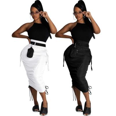 China Ladies Boutique Ladies Anti-Static Solid Clothing Pocket High Waist Loungewear Spring Women Pencil Long Skirt for sale