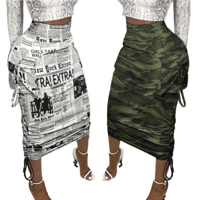 China 2022 Fashion Anti-Static Women's Dress Elegant Long Tassels Anti-static High Waist Printed Ladies Tassel Midi Skirt for sale