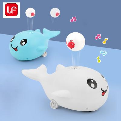 China 2022 New Battery Blowing Animal Toys Electric Whale Hump and Go Light and Music Electric Blowing Toys for sale