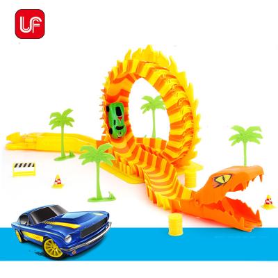 China Slotting Toy DIY Slot Toys Snake Rail Set Race Car Boys Pulling Car Game Ejection Orbit Track Toys for sale