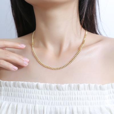 China New Vintage Design Hiphop 14K Gold Plated Jewelry Cuban Link Chain Couple Necklaces for sale