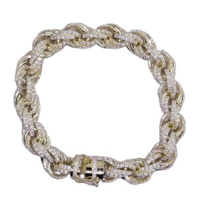 China New Design Hiphop Hotsale Gold Hip Hop Inlay Cuban Chain Bracelet Full CZ Bling Cuban Chain Necklace for sale