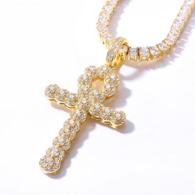 China Custom Gold Diamond Big Cross Pendant from Hiphop Diamond Pendant Unisex Hiphop Jewelry for sale