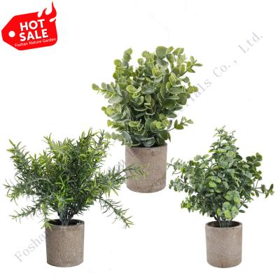 China Artificial Potted Plants Amazon Hotsale Mini Small Fake Eucalyptus Bonsai Home Office Environment Friendly Decor Plant Office for sale