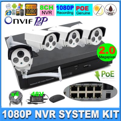 Chine kit 2.0megapixel de SYSTÈME du système POE NVR de vidéo surveillance de 8CH 1080P à vendre