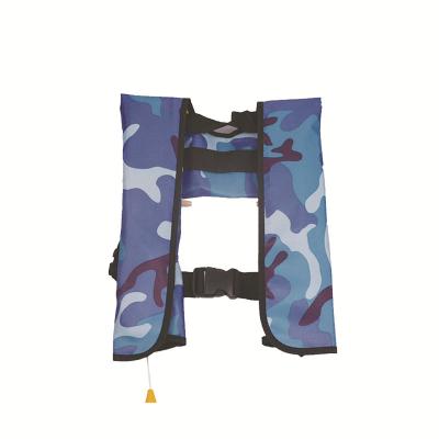 China High Quality Portable Waterproof Adult Cylinder Camouflage Nylon 150N CO2 TPU Life Vest Manual Inflatable Swimming Vest for sale