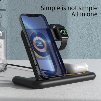 China Compatible Wholesale Foldable Charging Stand Station Multifunctional Foldable 4 In 1 Wireless Charger for sale