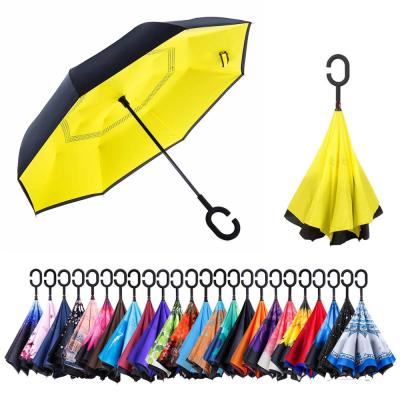 China Vintage Reverse Umbrella Upside Down, Double Layer Inverted Umbrella Driving Car Carry Easy Umbrella // for sale