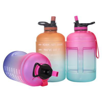 China 2021 Hot Selling Viable Outdoor Custom Made Viable Logo Big Sport Plastic Reusable Gallon Drinking Water Bottles With Time Marker for sale