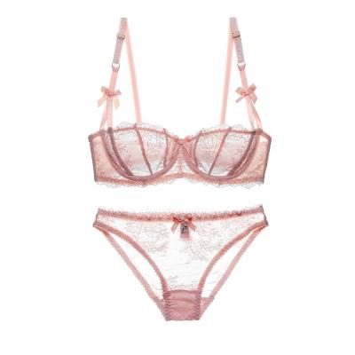 China QUICK DRY bra and panties sets seamless G-string ice silk fur bra and panties sets embroidery bikini straps full cup for sale