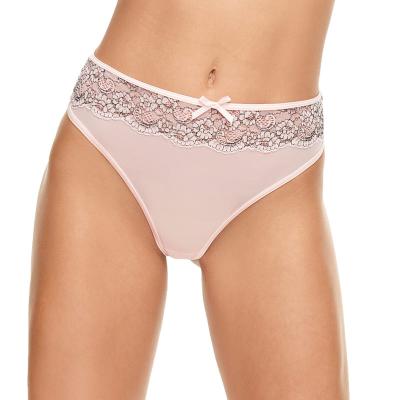 China Women High Leg Lace Thongs G-String Underwear Breathable Floral T-Back Low Waist Stretch Panties for sale