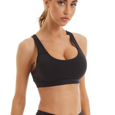 China High Impact Antibacterial Racerback Custom Logo Sports Bra For Women , Wireless Padded Sports Bra Workout Bra With Removable Cups for sale