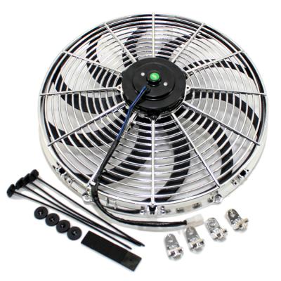 China 16 Inch Chrome Radiator Electric Cooling Fan Curved Rod With Mount Kit Ls Hot 16