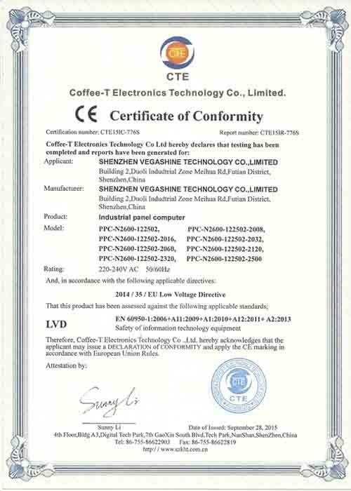 CE - SHENZHEN VEGASHINE TECHNOLOGY CO.,LIMITED