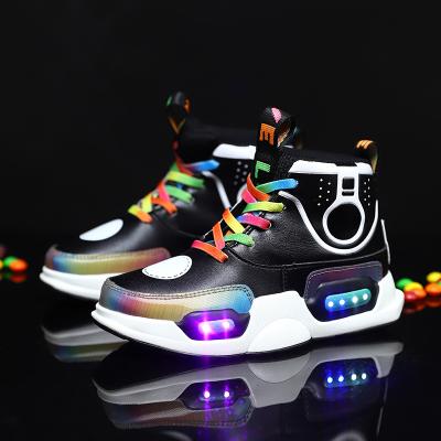 China Basketball Style Shoes Rechargeable LED Light Kids Casual Sneaker Shoes For Kids for sale