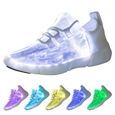 China New Style Breathable Fashion Club USE USB Charger Mens Womens Optic Fiber Upper Sneaker LED Light Up Shoes for sale