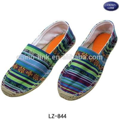 China National fabric jute upper sole slip on no lace canvas shoes for sale