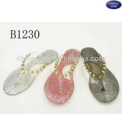 China PVC Jelly Shoes Slippers Ladies Low Price Flat Slippers for sale