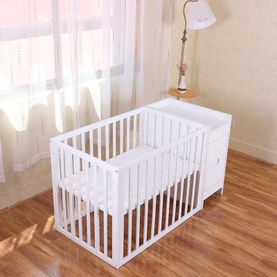 China 2020 Solid Wood Paint White Newborn Baby Cribs Crib Wooden Crib Bed for sale