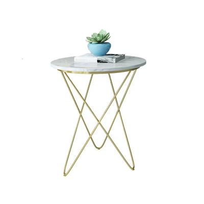 China Modern Cheapest Price Designer End Table Hot Sale Nordic Side Tables Marble Top Round Steel Corner Table for sale